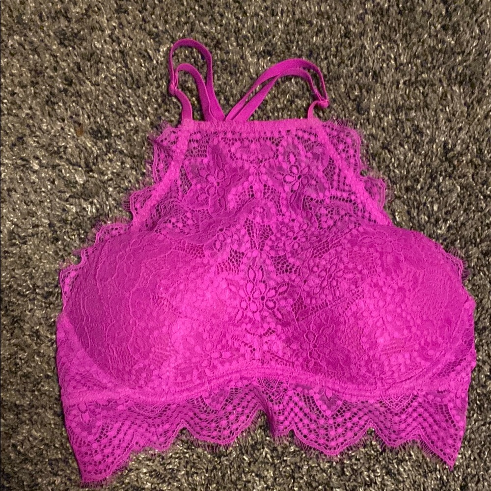 Lace Halter Bralette - Pink